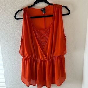 Forever 21 Orange Sleeveless Women's Top size0 (12) large business causal